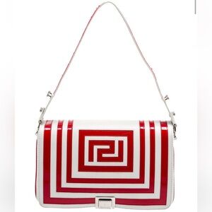 Versace Red and White Geometric Crossbody Bag